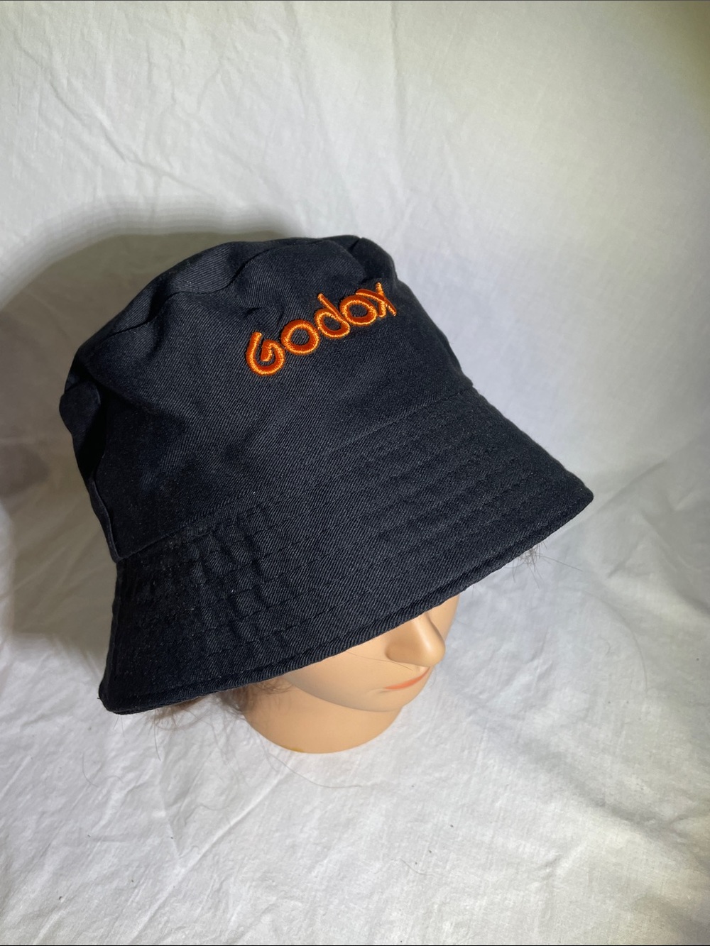 Black Bucket Hat with Orange Logo Embroidery “Godox”